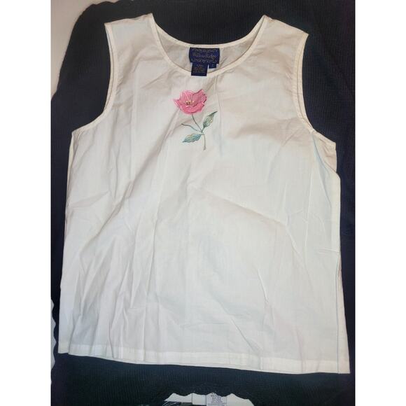 VTG 90s Willow Ridge Top Women's S Floral Embroidered Patch| Cottagecore Minimal - Picture 2 of 7